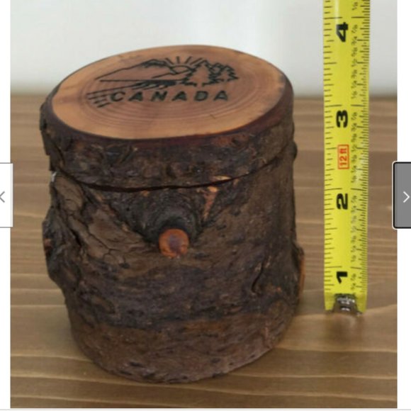 Canada Natural Cedar Wood 3" Trinket Box w/ Swivel Lid Engraved Mountain Scene - Picture 3 of 5